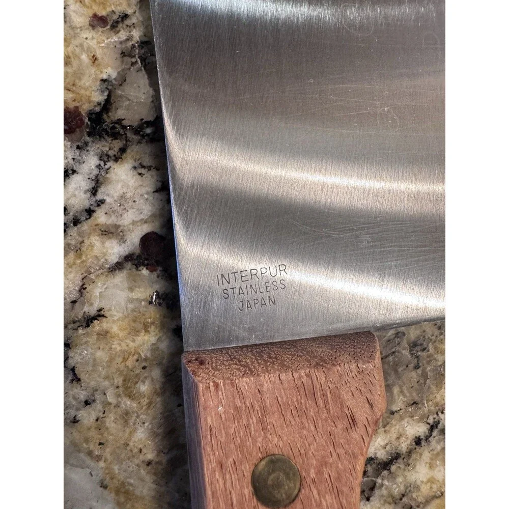 Vintage Interpur Chef’s Delight Japan Stainless 4pc Knife Set Wood Handle Cleave